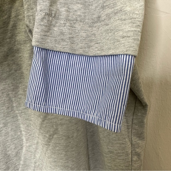 J.Crew PinStripe Hem Layered SweatShirt Women Gray Size Large - Picture 6 of 8